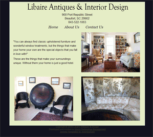 Libaire Antigues and Interior Design Web Screen Shot